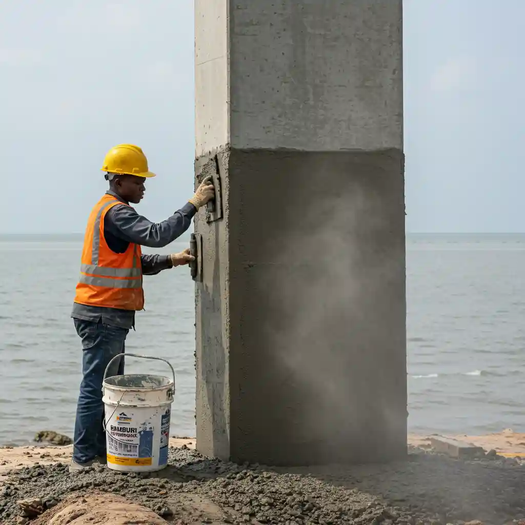 Constructing a durable coastal bridge with Bamburi Duracem Cement, designed for marine environments with superior sulfate resistance.