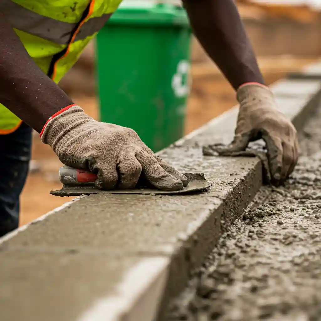 Ensure safety with Bamburi Duracem 42.5 LH:SR—wear protective gear, store dry, use first-in, first-out, cure for 7 days, and minimize water for durable results.