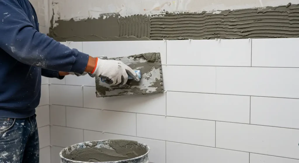 internal tiling on walls using bamburi seti 300 cement