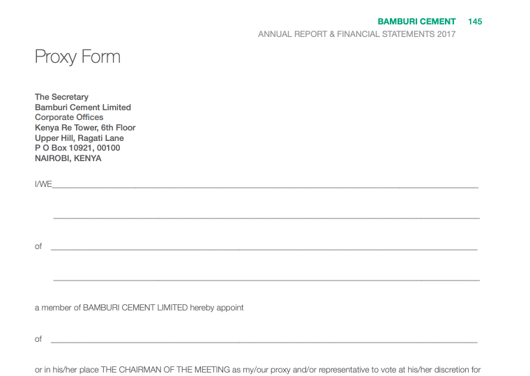 2018 Proxy Form