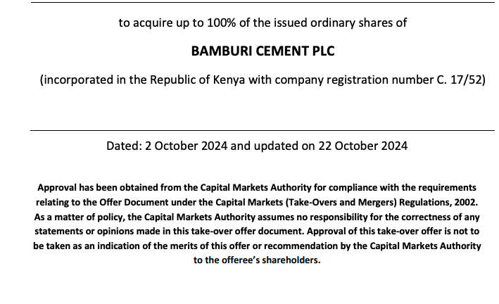 Amsons Take-over Offer Document 22 October 2024