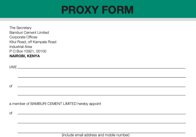 Bamburi Cement AGM Proxy Form 2021