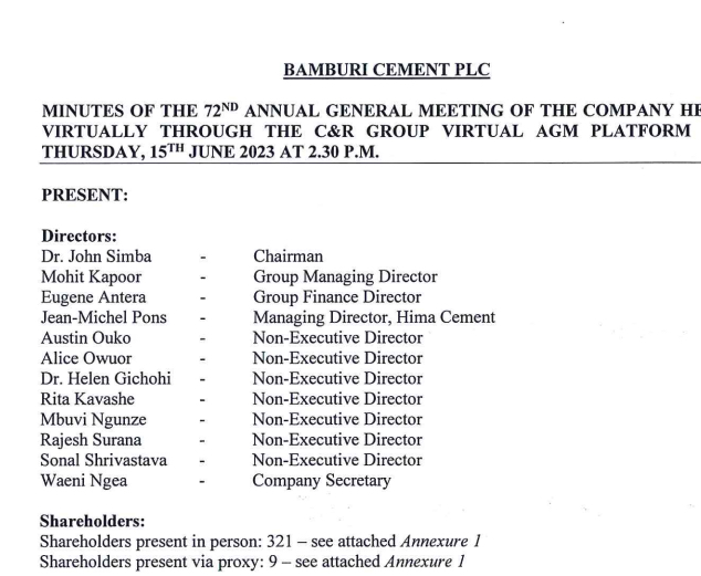 Bamburi Cement AGM Signed Minutes 2023