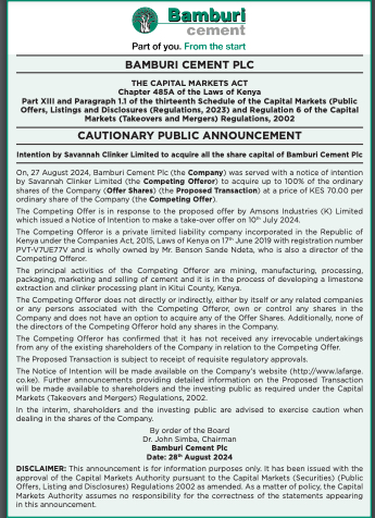 CMA Cautionary Public Announcement - Competing Offer