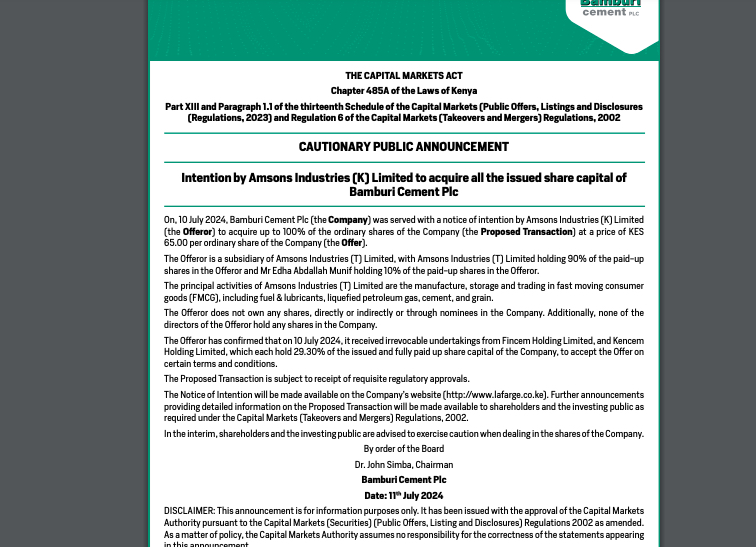 CMA Cautionary Public Announcement