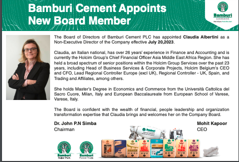 Non-Executive Director Board Change Notice July 2023