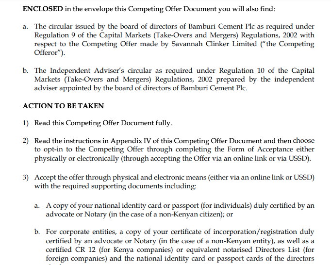 Savannah Clinker Competing Take over Offer Document 22 October 2024