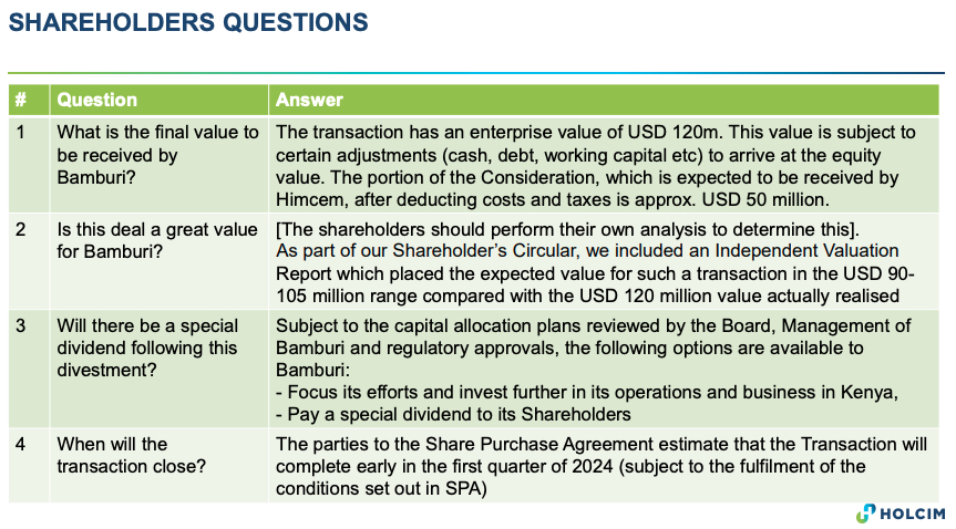 Shareholders Questions