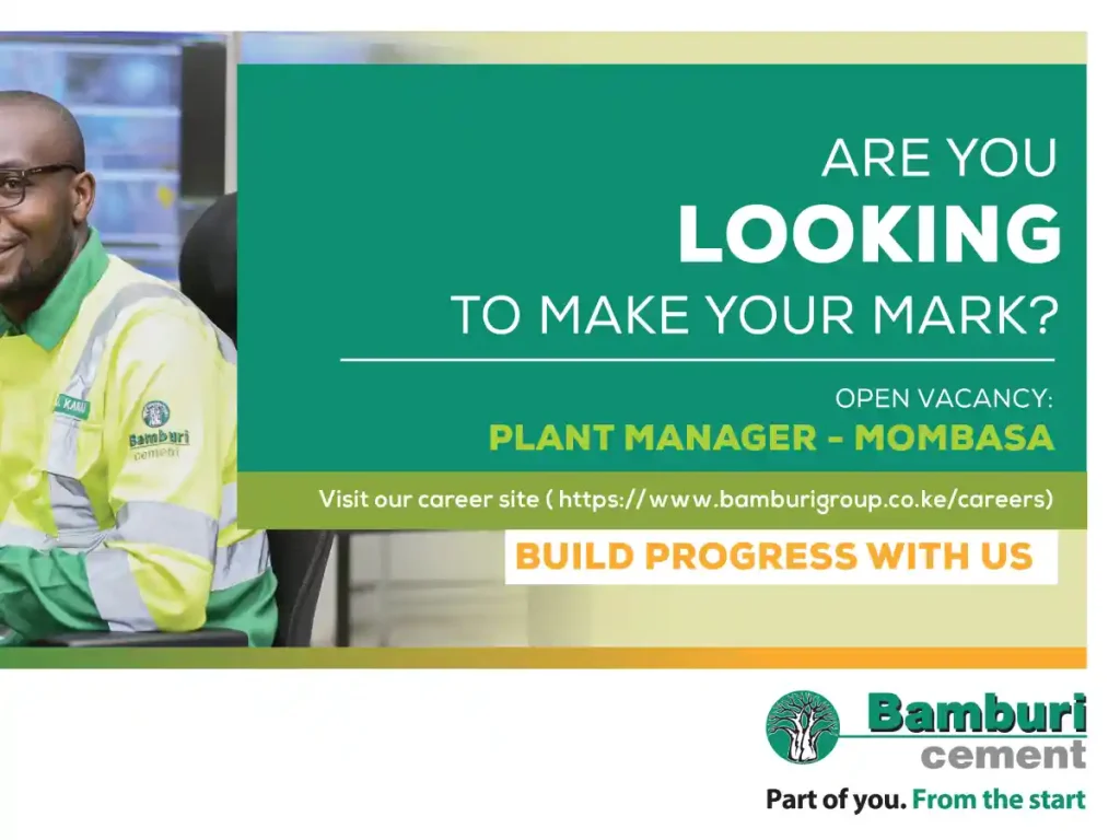 plant manager job vacancy at bamburi cement mombasa