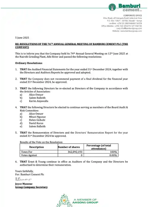 bamburi cement group 2025 agm resolutions