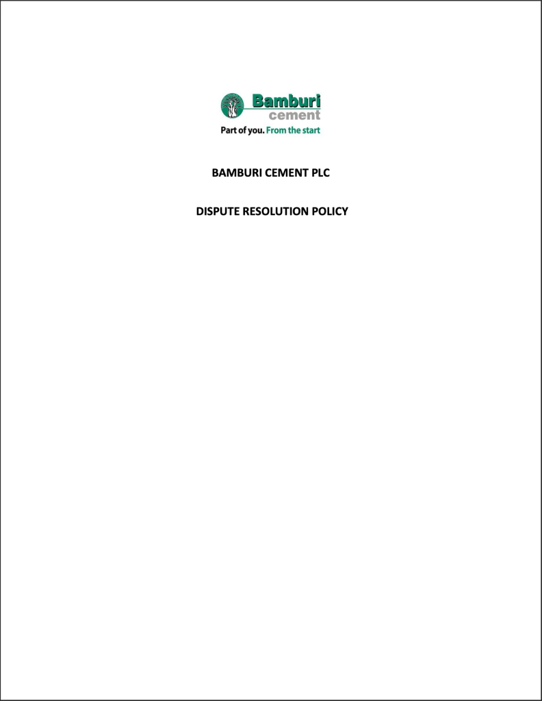 Bamburi Cement Dispute Resolution Policy