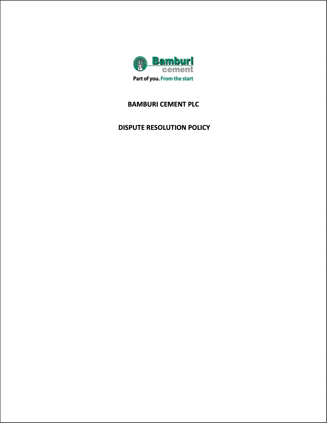 Bamburi Cement Dispute Resolution Policy